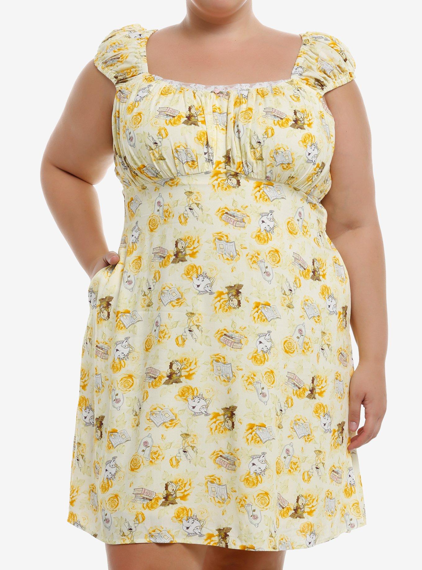 Disney Beauty And The Beast Character & Roses Dress Plus Size, , hi-res