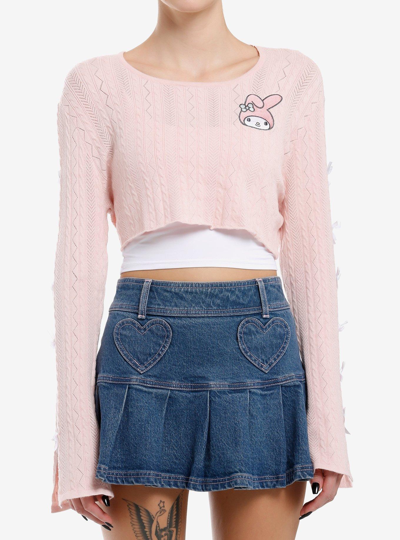 My Melody Pastel Bow Bolero Girls Crop Long-Sleeve Top, MULTI, hi-res