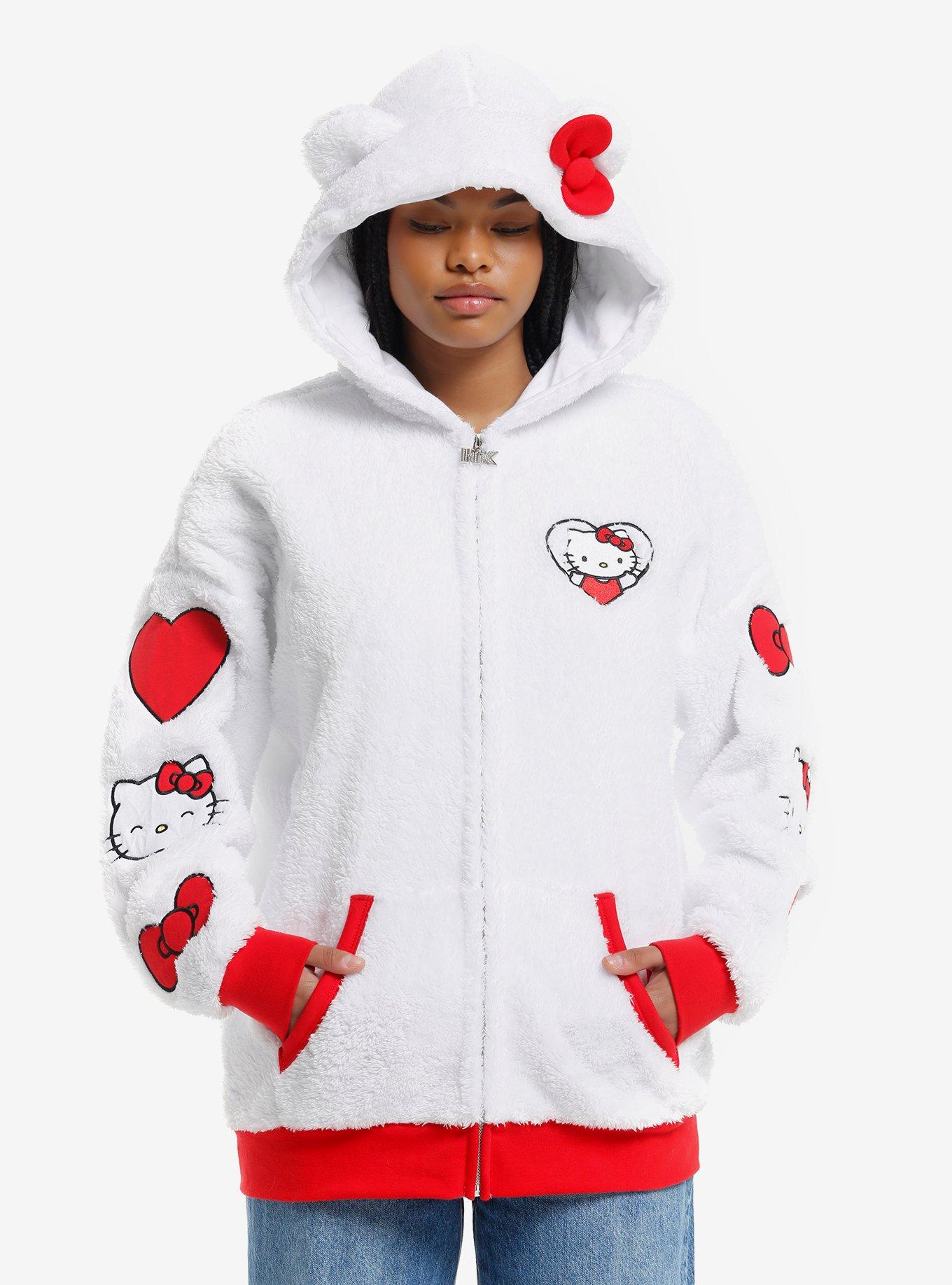 Hello Kitty 3D Ears Patch Girls Sherpa Hoodie Hot Topic