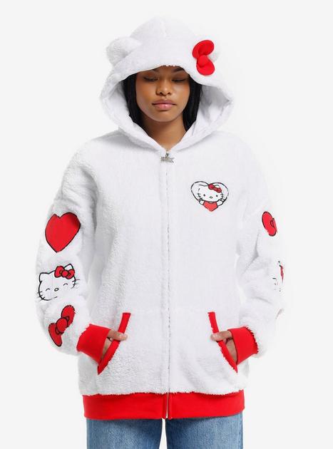 Hello Kitty 3D Ears Patch Girls Sherpa Hoodie | Hot Topic