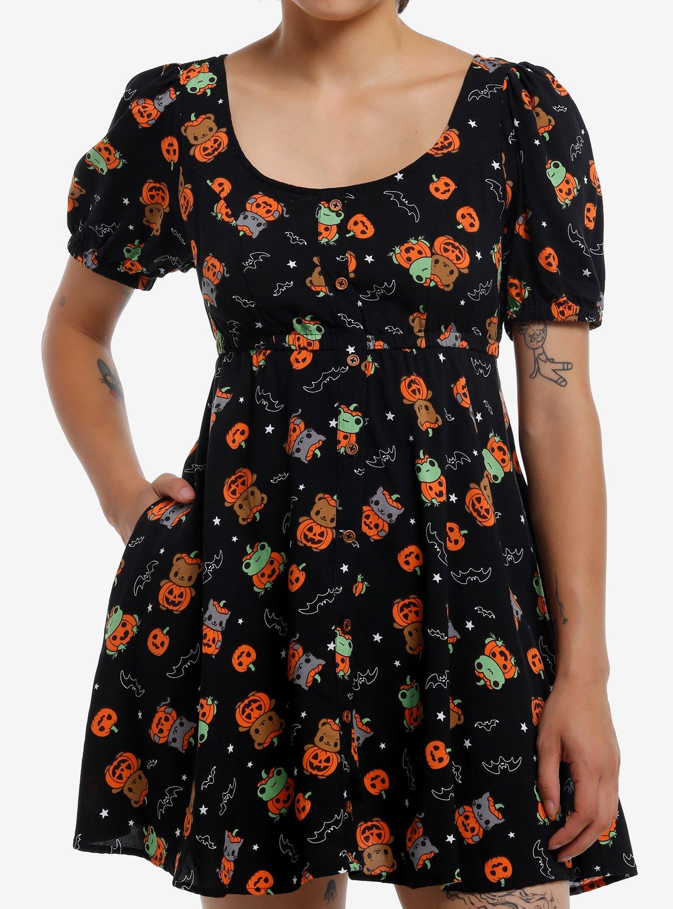 Sweet Society Critter Pumpkon Babydoll Dress, ORANGE, hi-res