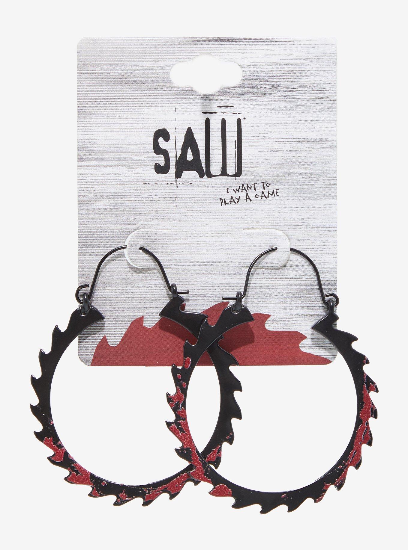 Saw Bloody Saw Hoop Earrings, , hi-res