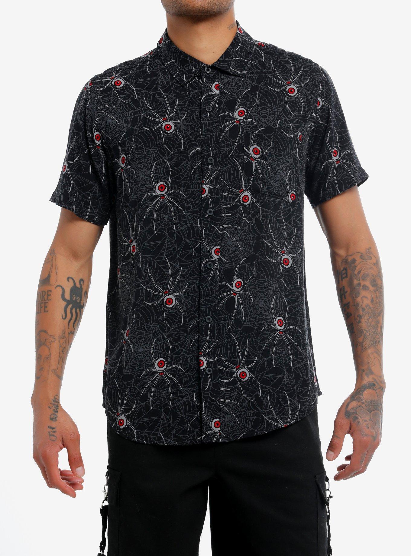 Eyeball Spider Woven Button-Up | Hot Topic