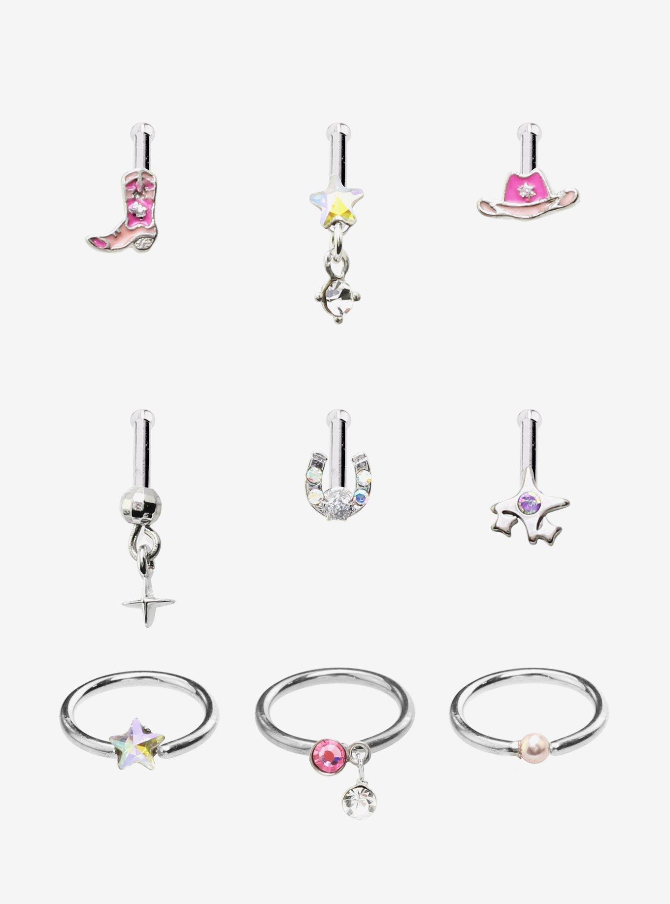 Steel Cowgirl Icons Nose Stud & Hoop 9 Pack, , hi-res