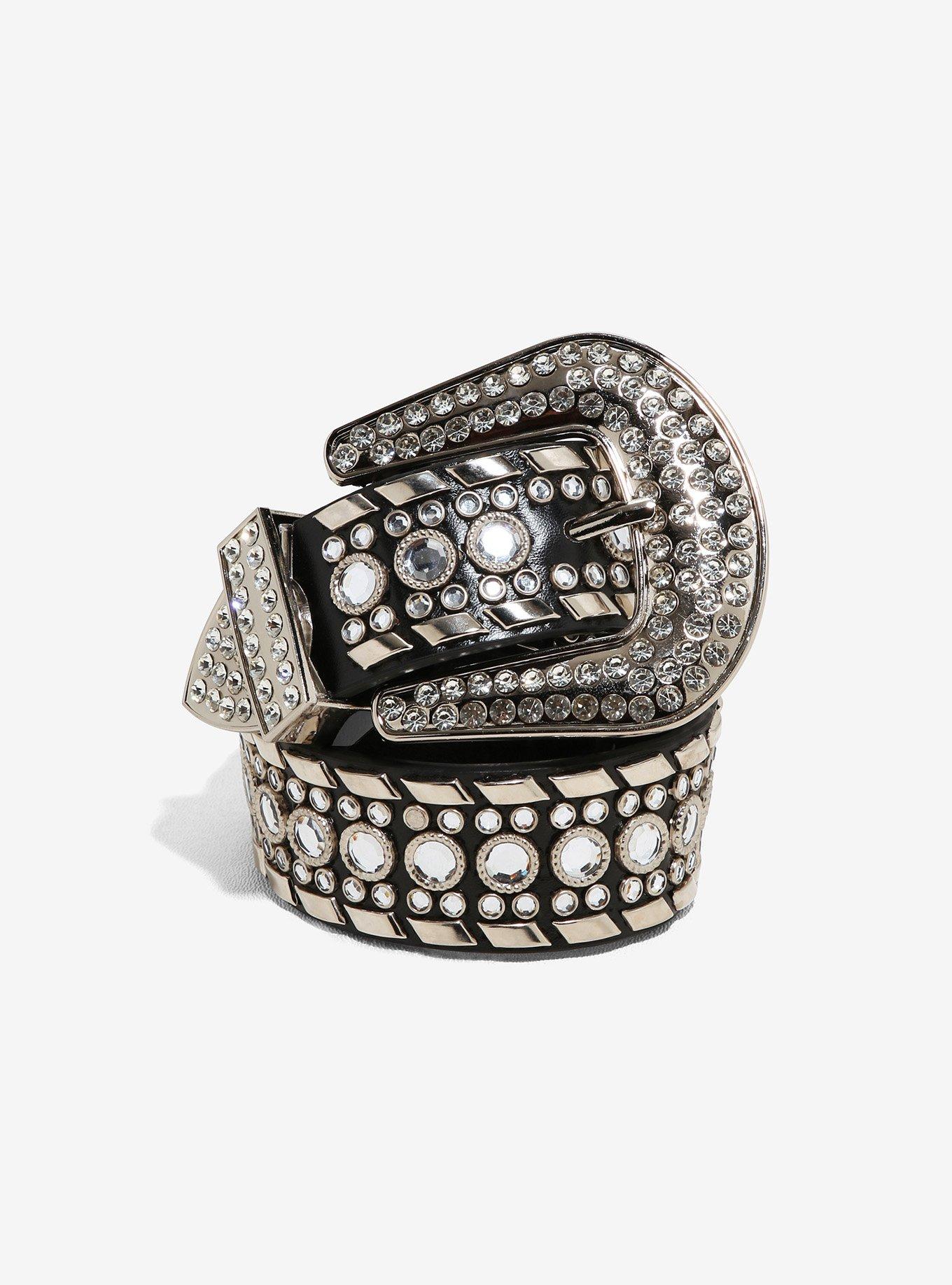 Black & Silver Bling Western Belt, MULTI, hi-res