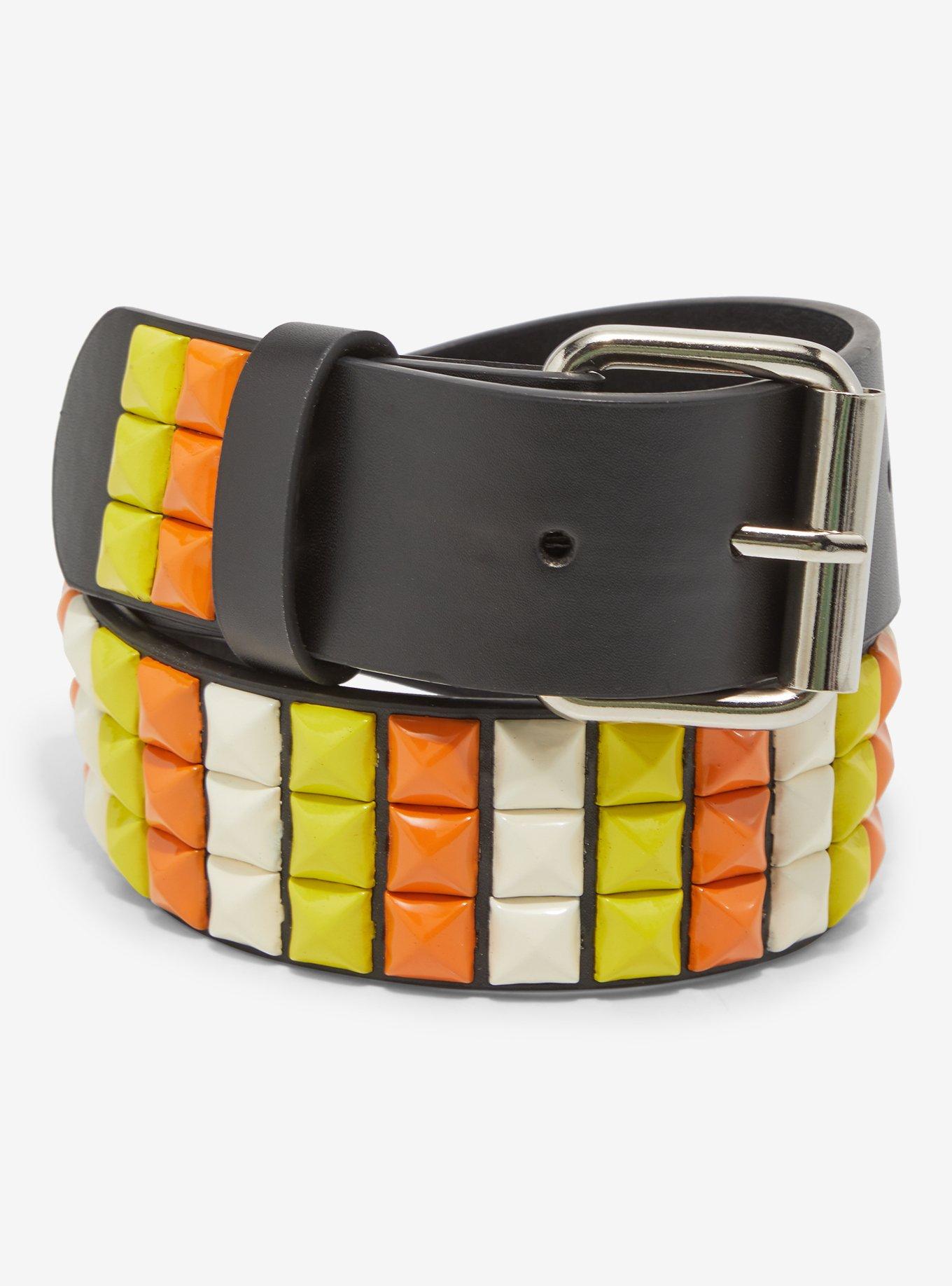 Candy Corn Stripe Pyramid Stud Belt, MULTI, hi-res