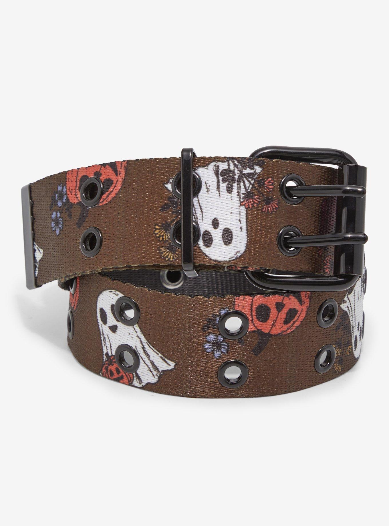 Floral Ghost & Pumpkin 2-Row Grommet Belt, , hi-res