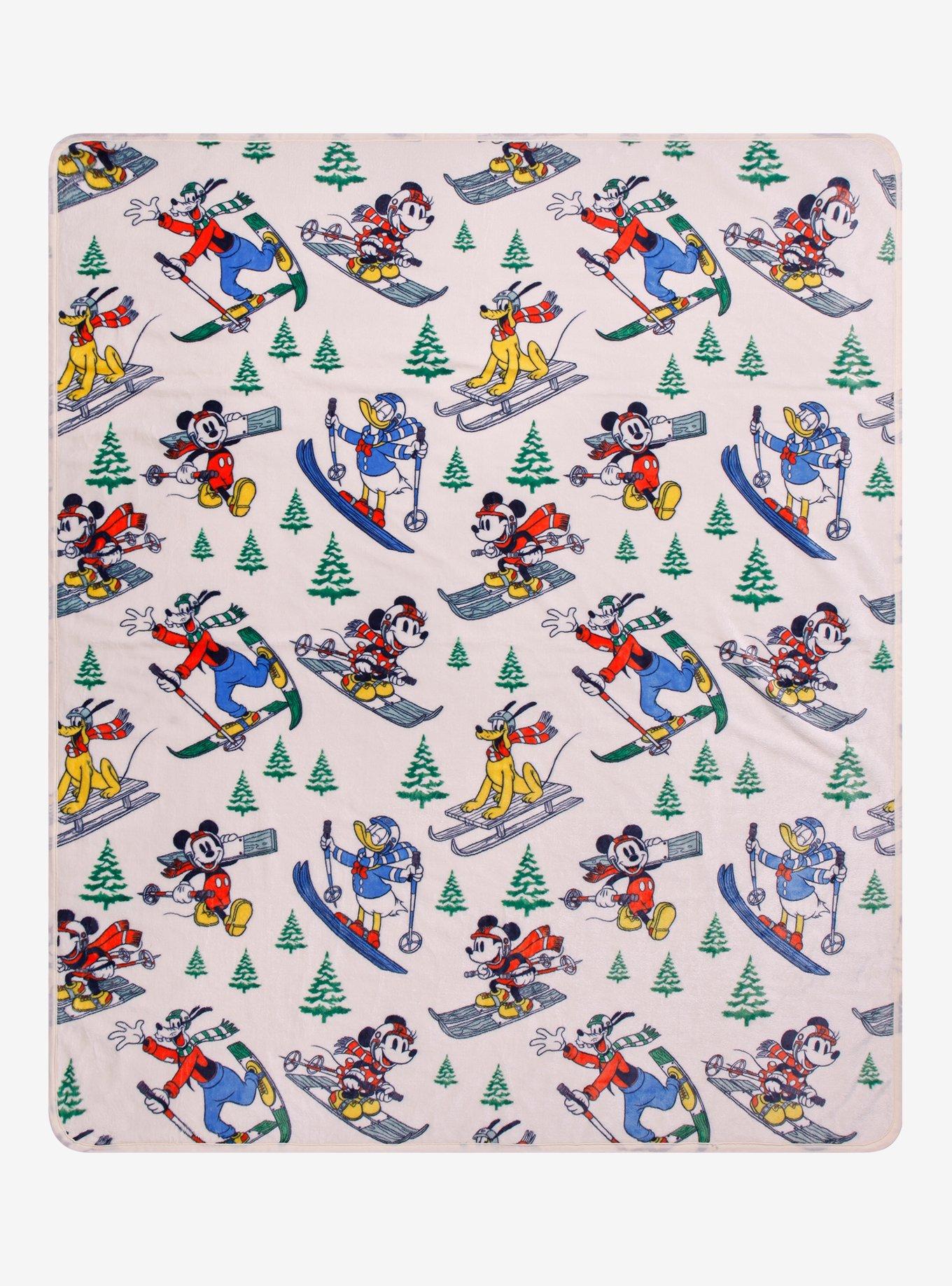 Disney Mickey Mouse & Friends Skiing Allover Print Fleece Throw - BoxLunch Exclusive, , hi-res