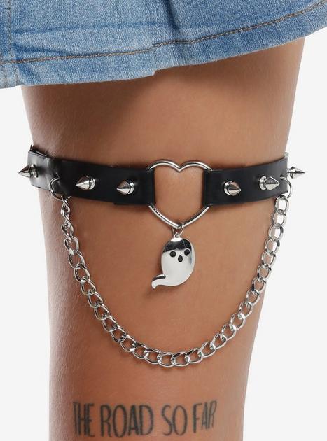 Black Spike Ghost Chain Garter | Hot Topic