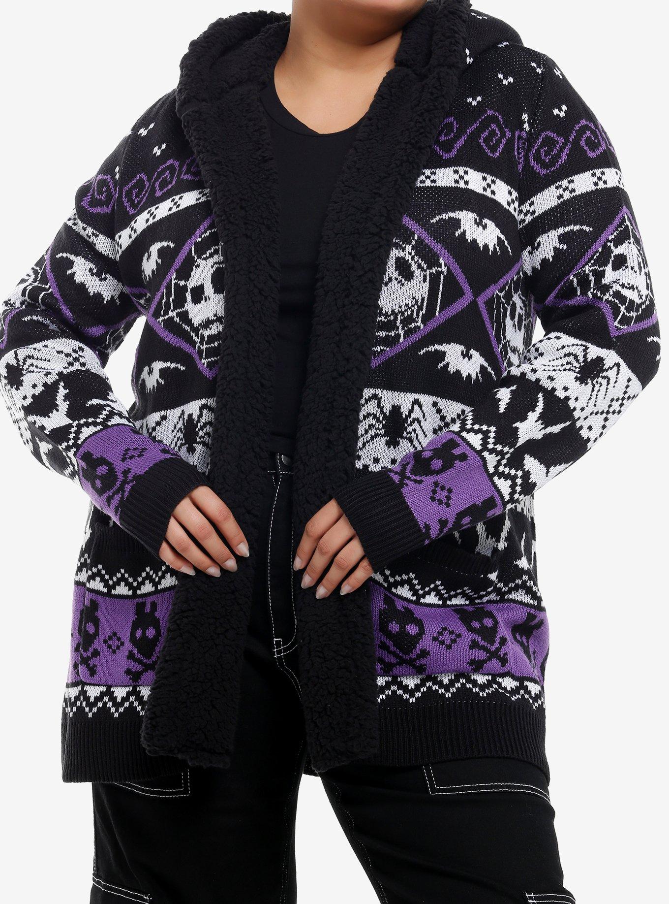 Her Universe The Nightmare Before Christmas Purple Fair Isle Girls Sherpa Cardigan Plus Size