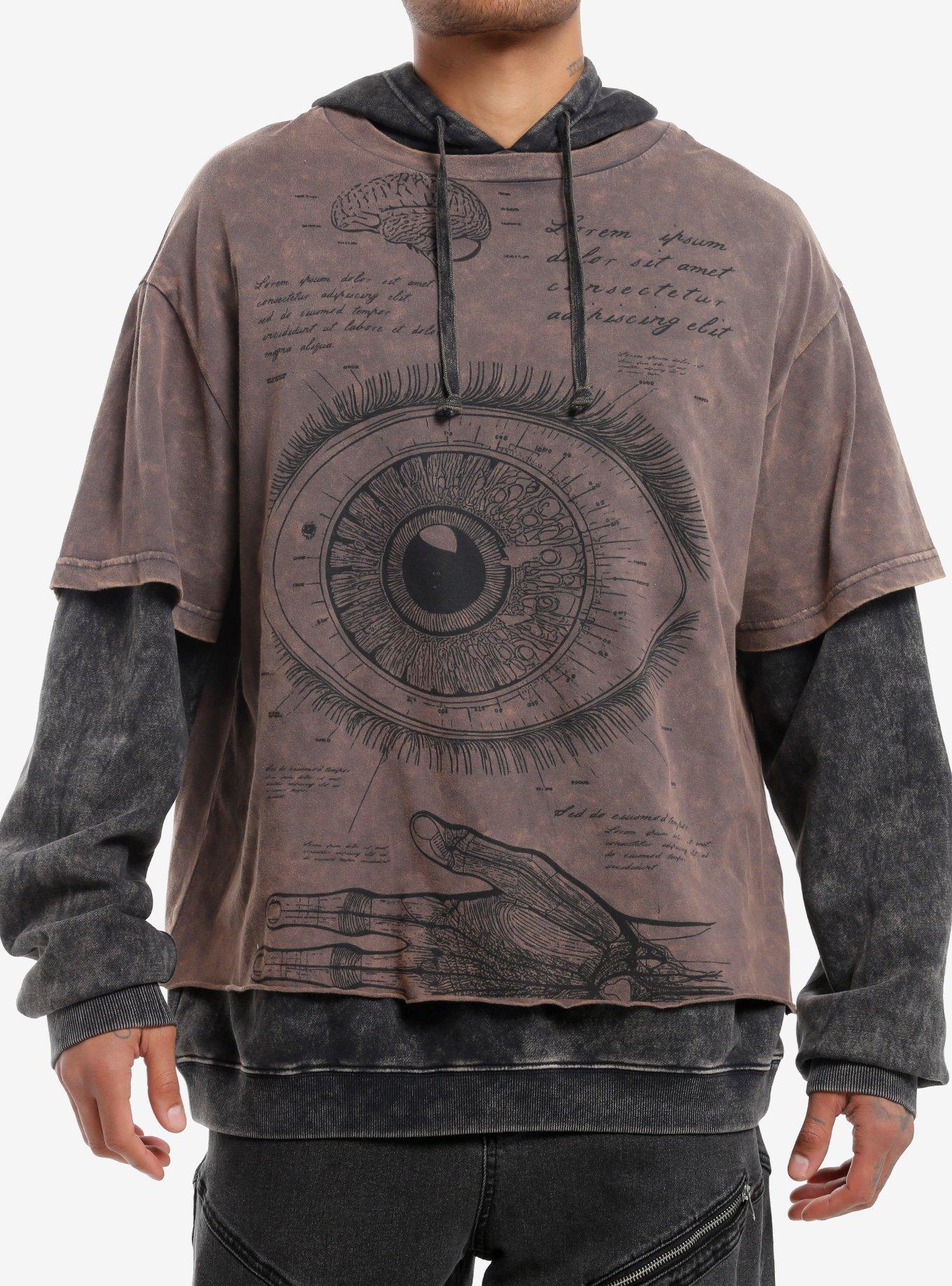 【massnoun】22FW★ MN BONE OVERSIZED SWEAT SHIRTS Human Anatomy Mineral Wash Oversized Twofer Hoodie | Hot Topic