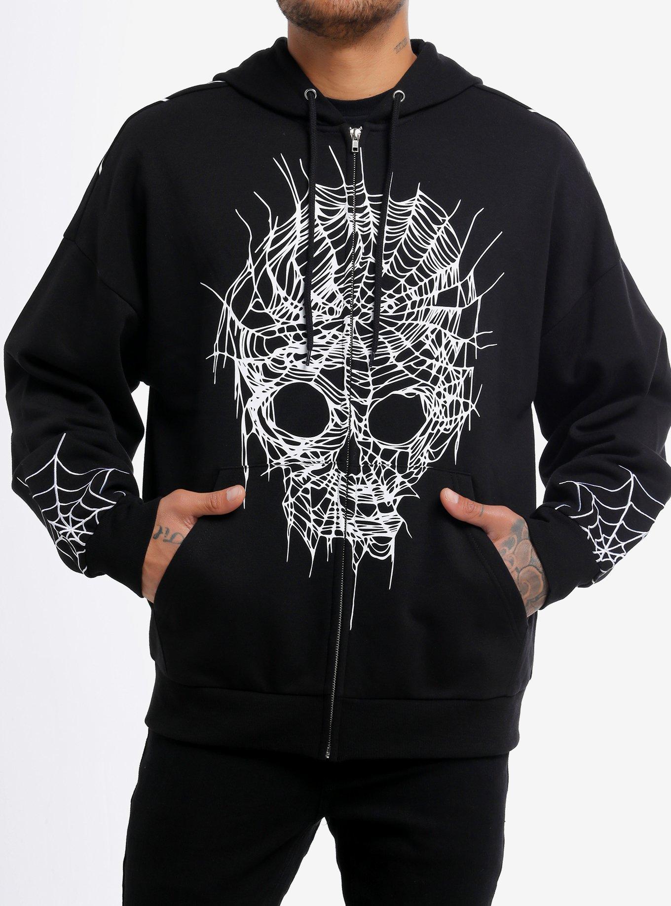 Social Collision Spiderweb Skull Hoodie, , hi-res