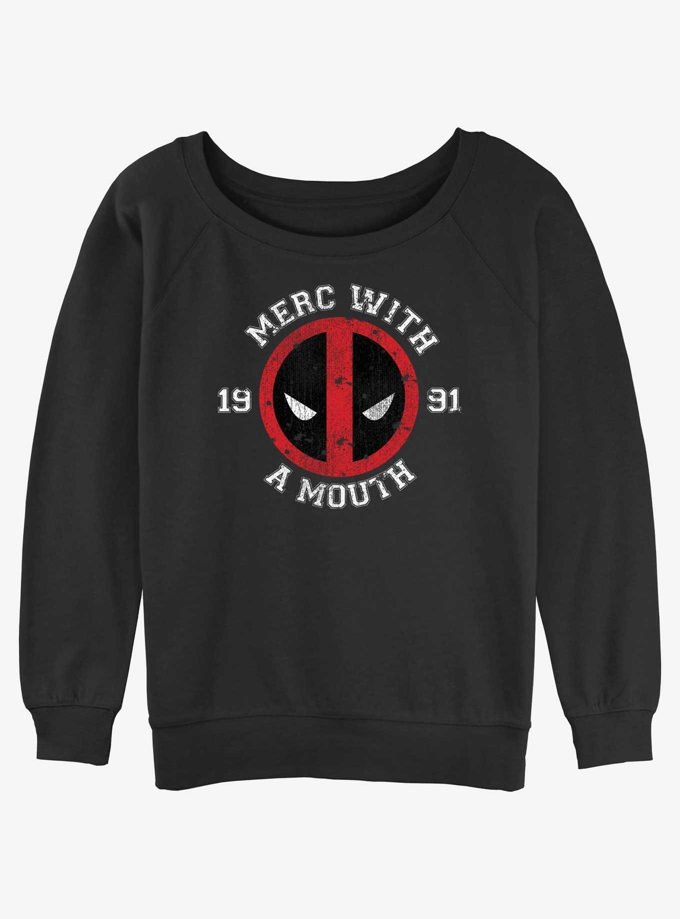 Marvel Deadpool Merc With A Mouth Girls Slouchy Sweatshirt, BLACK, hi-res