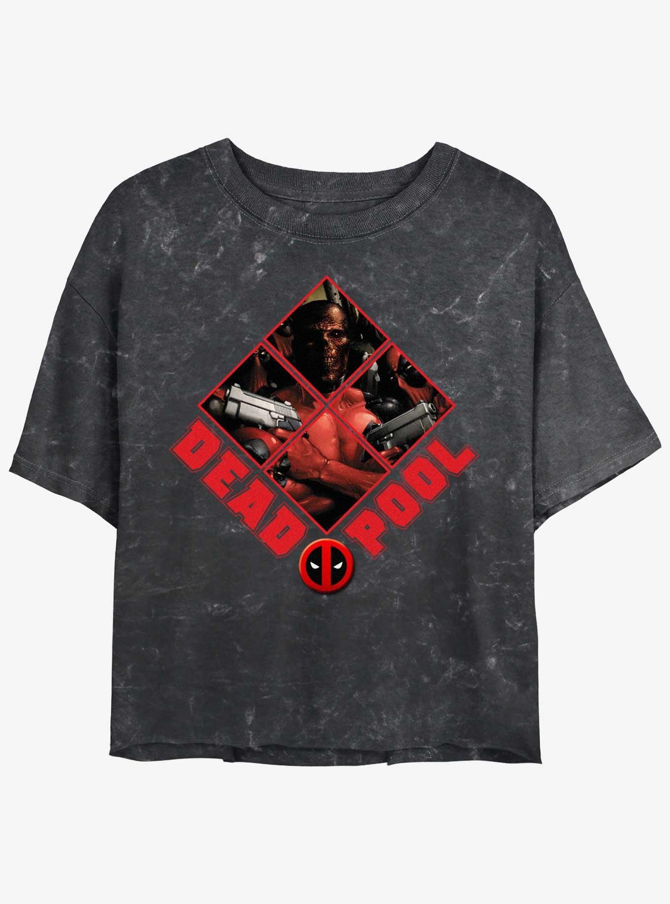 Marvel Deadpool Dead Gang Girls Mineral Wash Crop T-Shirt, BLACK, hi-res