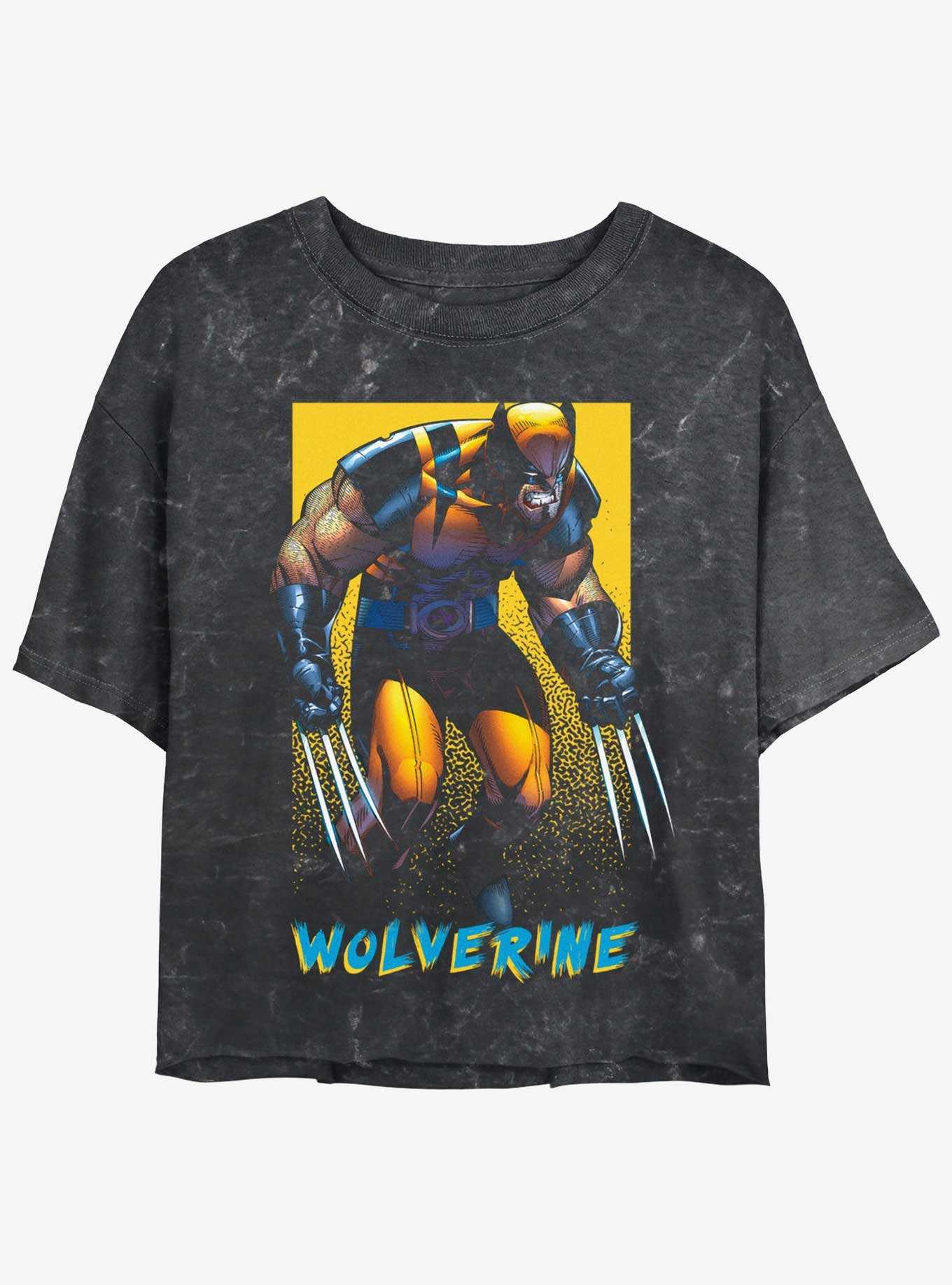 Wolverine Claws Out Poster Girls Mineral Wash Crop T-Shirt, , hi-res