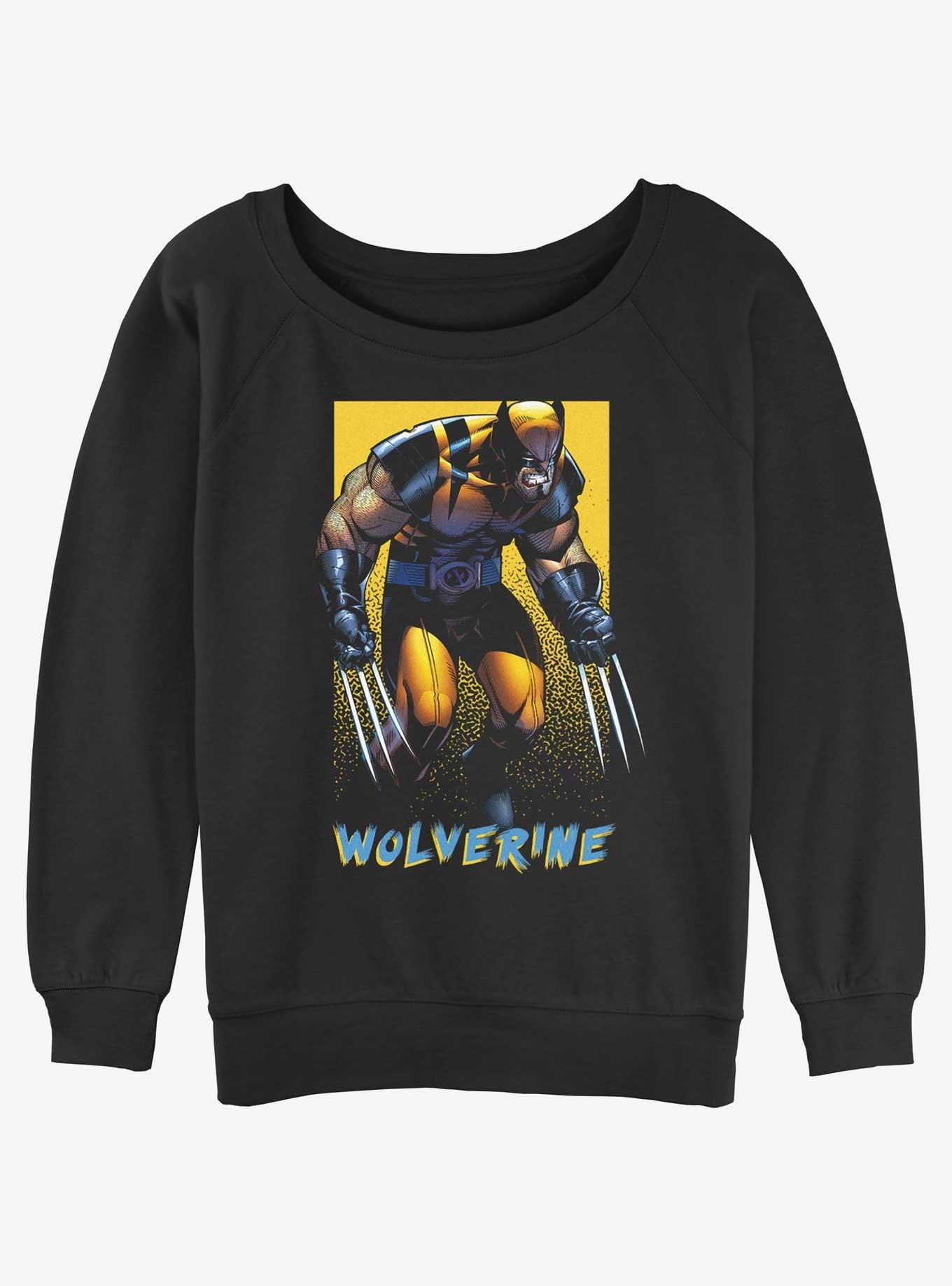 Wolverine Claws Out Poster Girls Slouchy Sweatshirt, BLACK, hi-res
