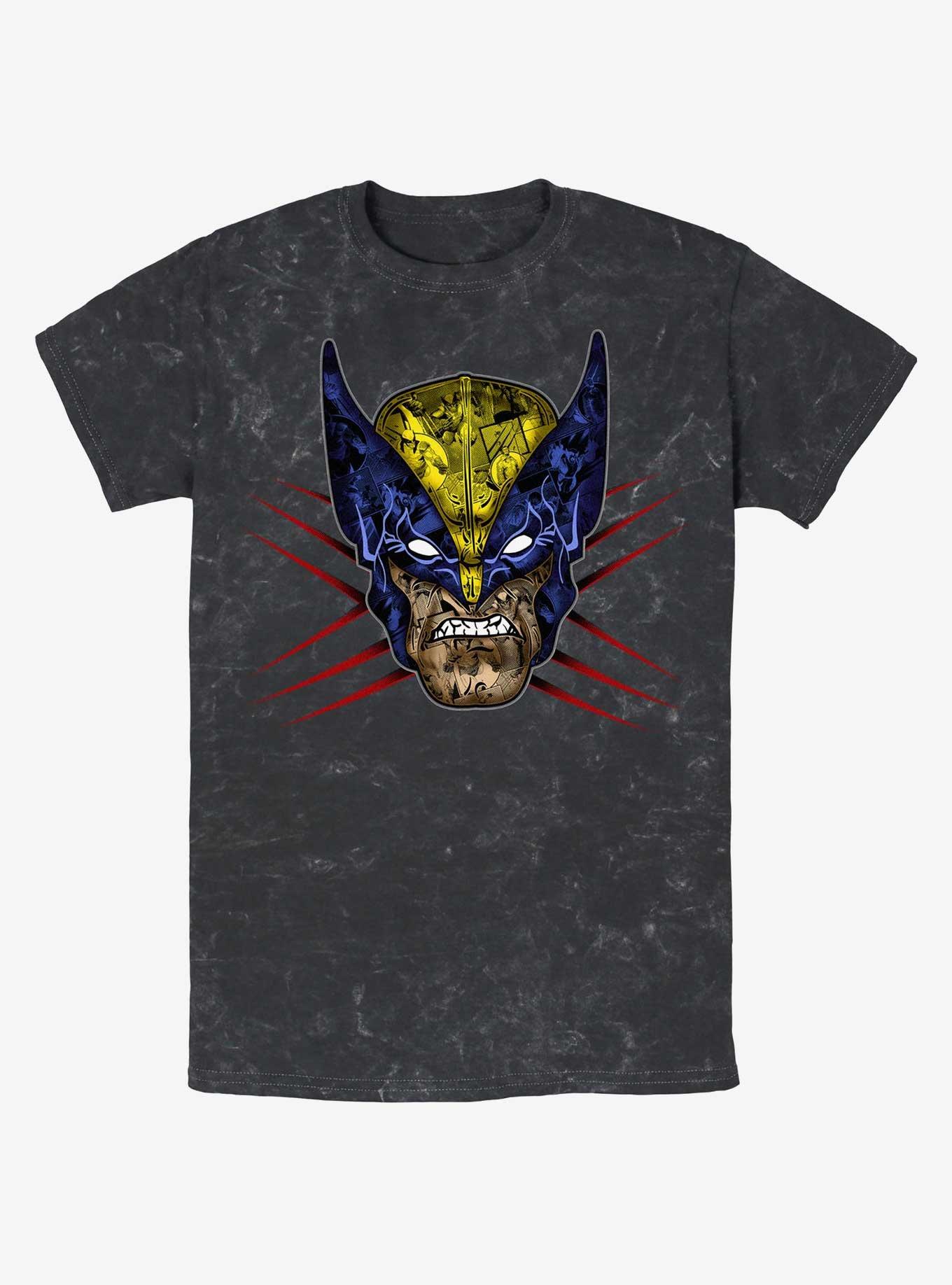 Wolverine Rage Face Mineral Wash T-Shirt, BLACK, hi-res