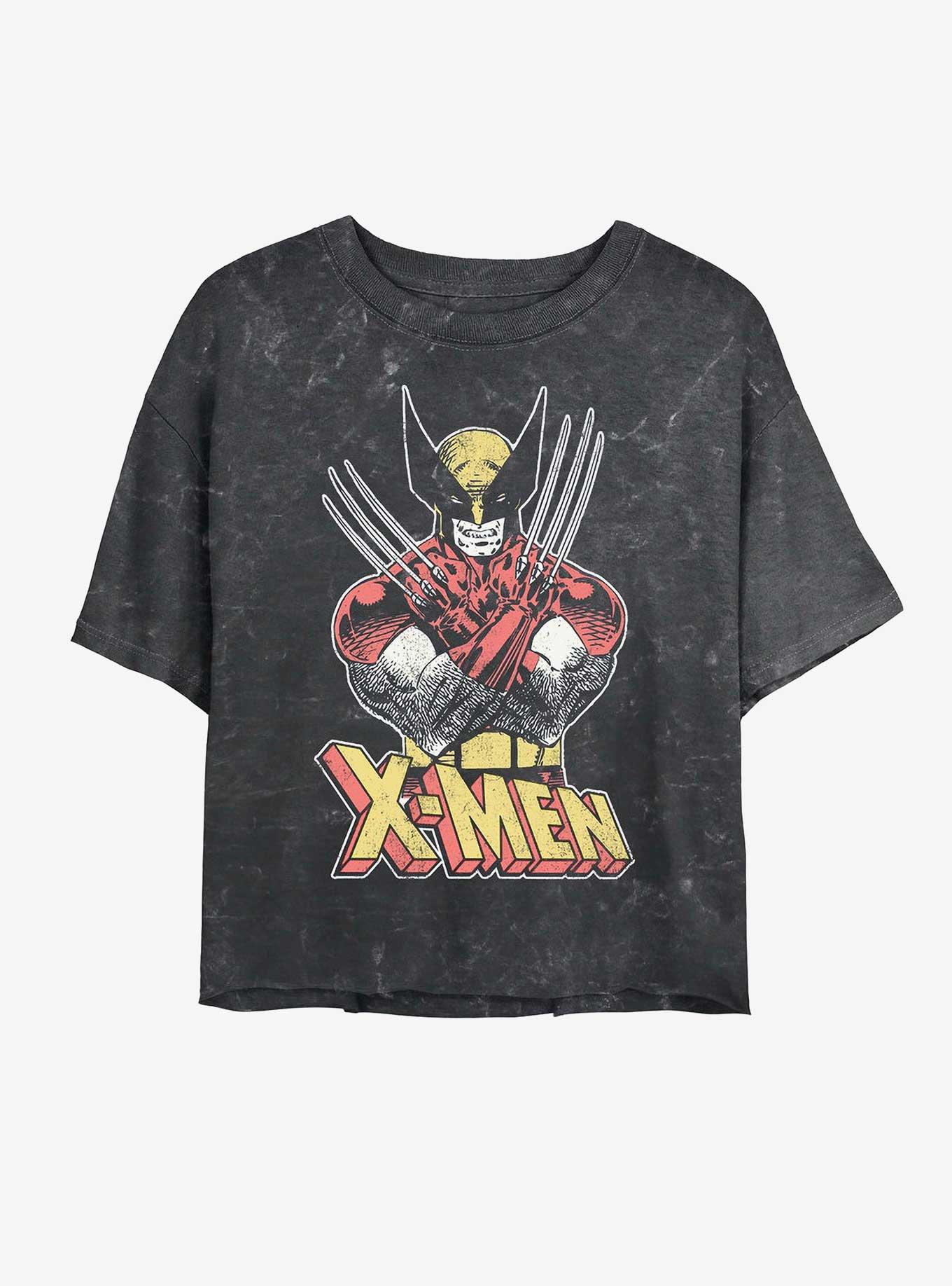 Wolverine Vintage Wolverine Girls Mineral Wash Crop T-Shirt, BLACK, hi-res
