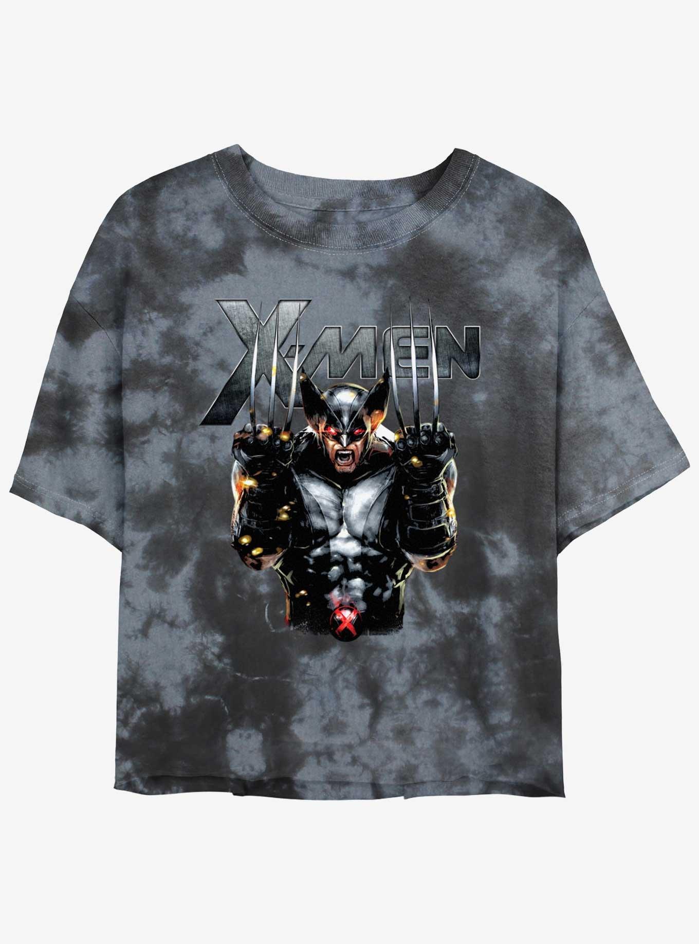 Wolverine Adamantium Rage Girls Tie-Dye Crop T-Shirt, BLKCHAR, hi-res