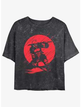 Marvel Deadpool Red Moon Silhouette Girls Mineral Wash Crop T-Shirt, , hi-res