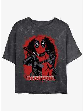 Marvel Deadpool Painted Merc Girls Mineral Wash Crop T-Shirt, , hi-res
