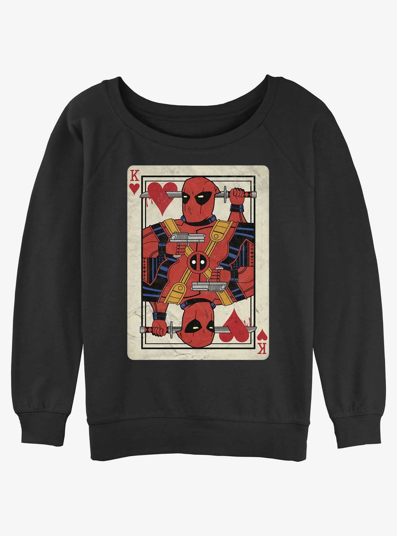 Marvel Deadpool King Of Hearts Card Girls Slouchy Sweatshirt, , hi-res