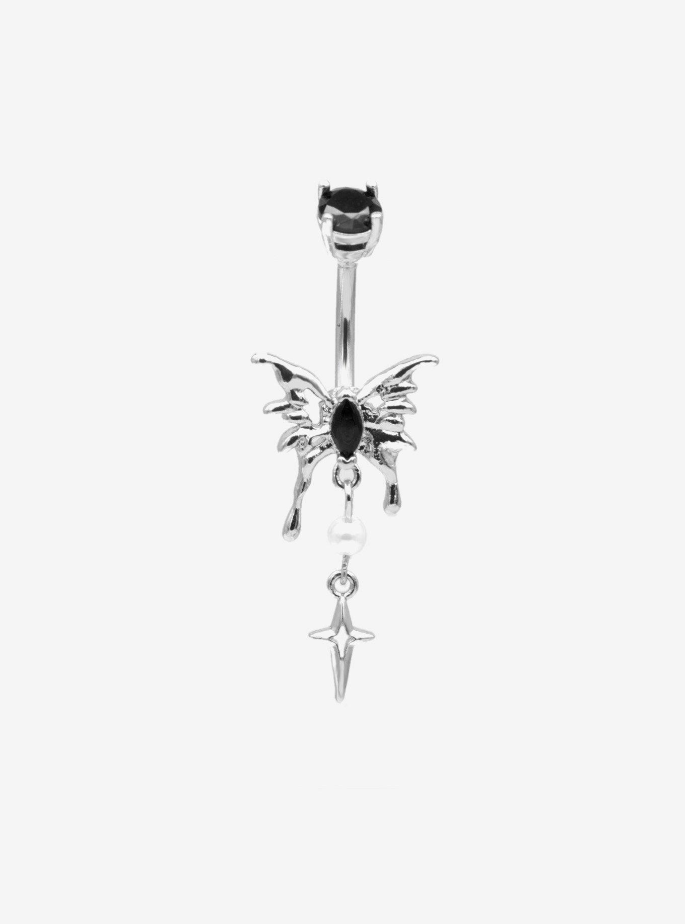 14G Steel Butterfly Navel Barbell, , hi-res