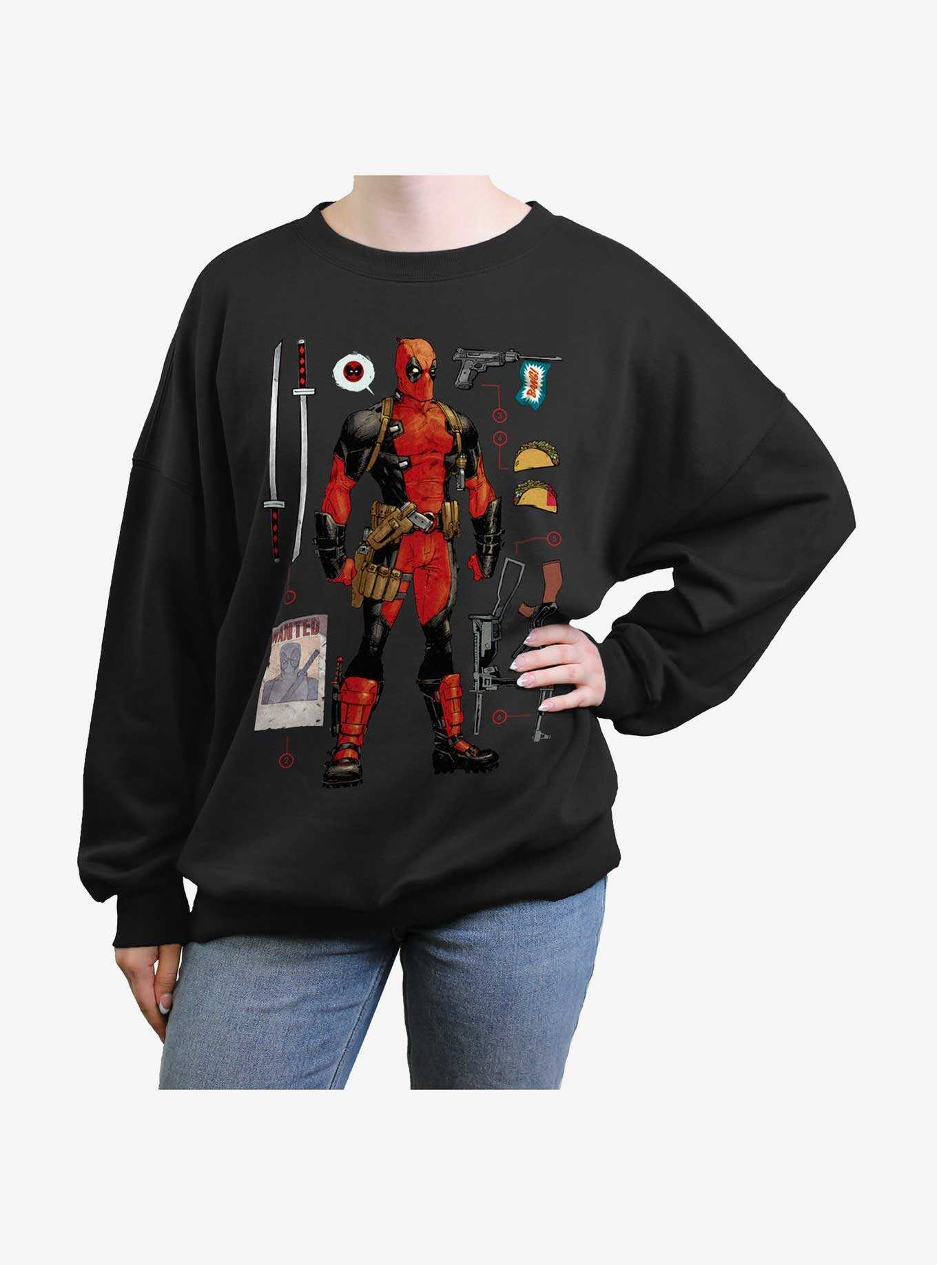 Marvel Deadpool Mercenary Items Girls Oversized Sweatshirt, , hi-res