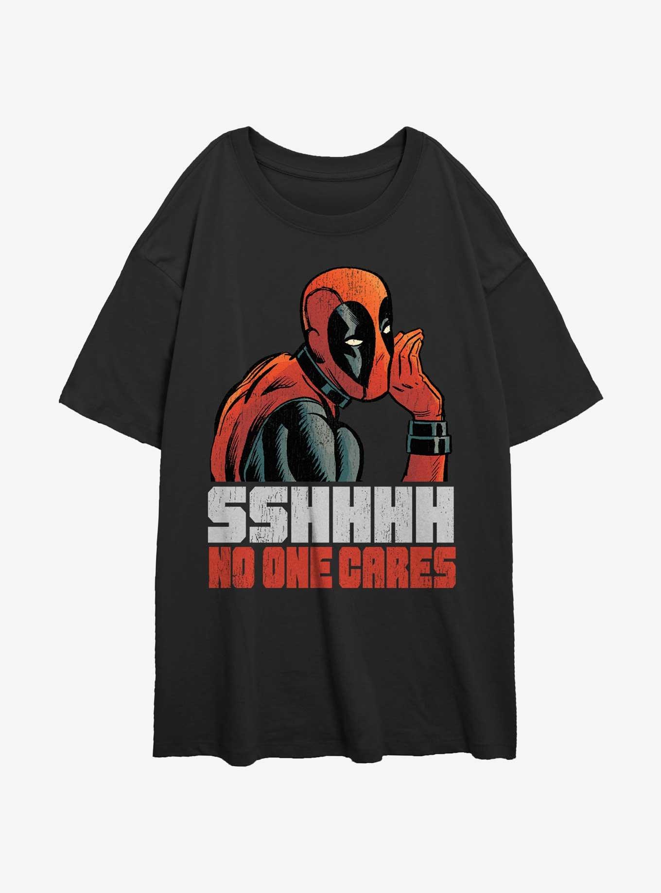 Marvel Deadpool No One Cares Girls Oversized T-Shirt, BLACK, hi-res