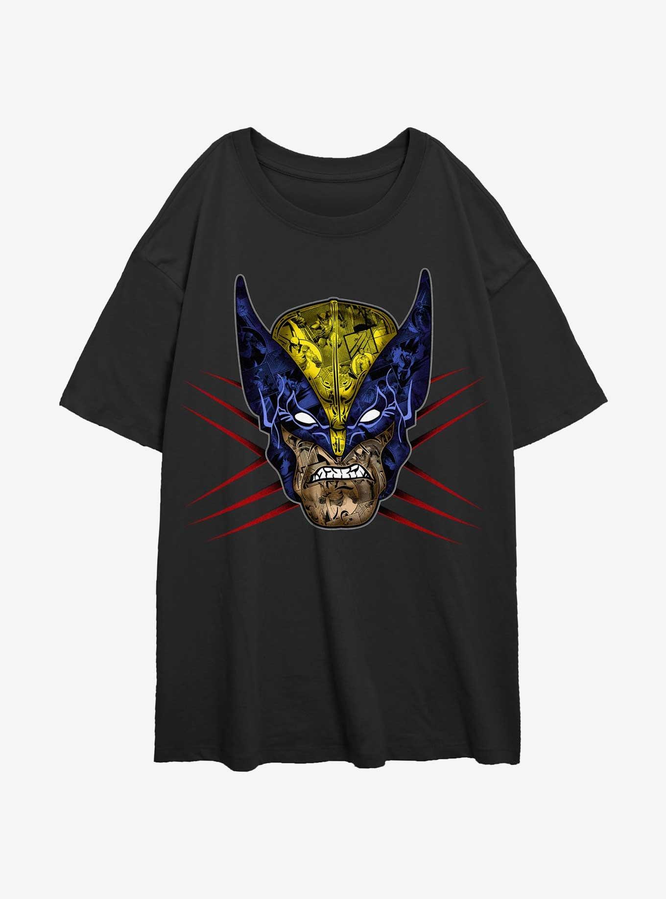 Wolverine Rage Face Girls Oversized T-Shirt, BLACK, hi-res