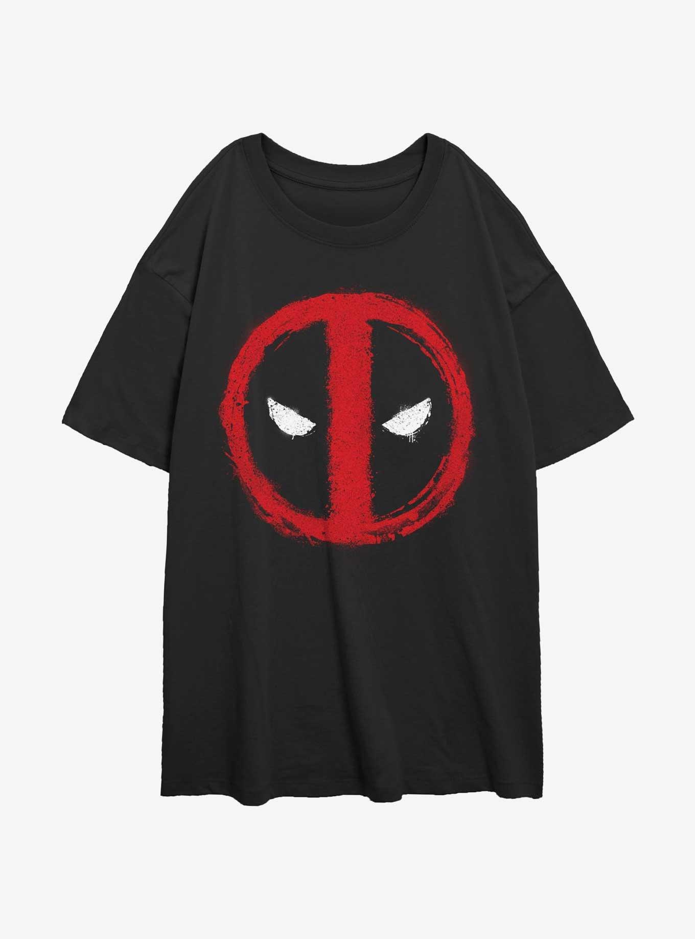 Marvel Deadpool Chalk Evil Eye Girls Oversized T-Shirt, BLACK, hi-res