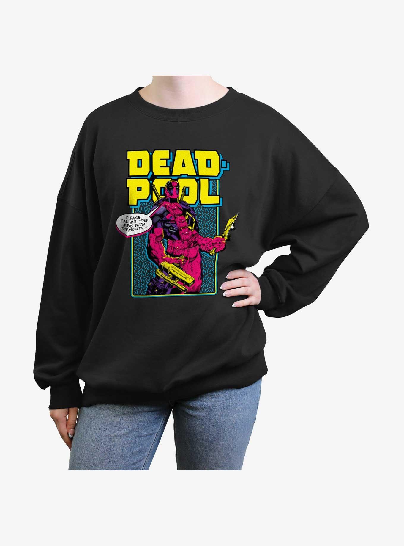 Marvel Deadpool Name Change Girls Oversized Sweatshirt, BLACK, hi-res