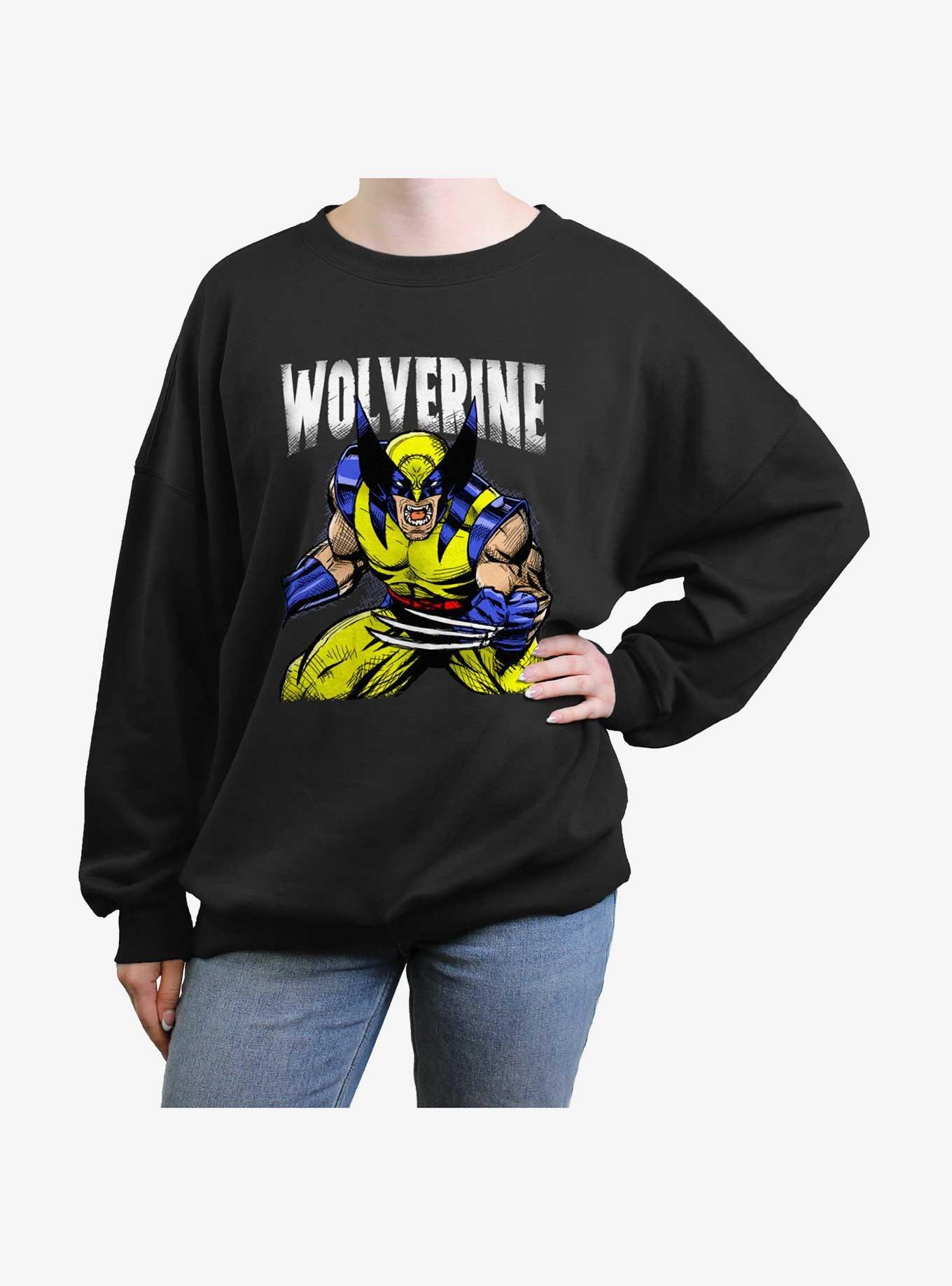 Wolverine Rage On Girls Oversized Sweatshirt, BLACK, hi-res