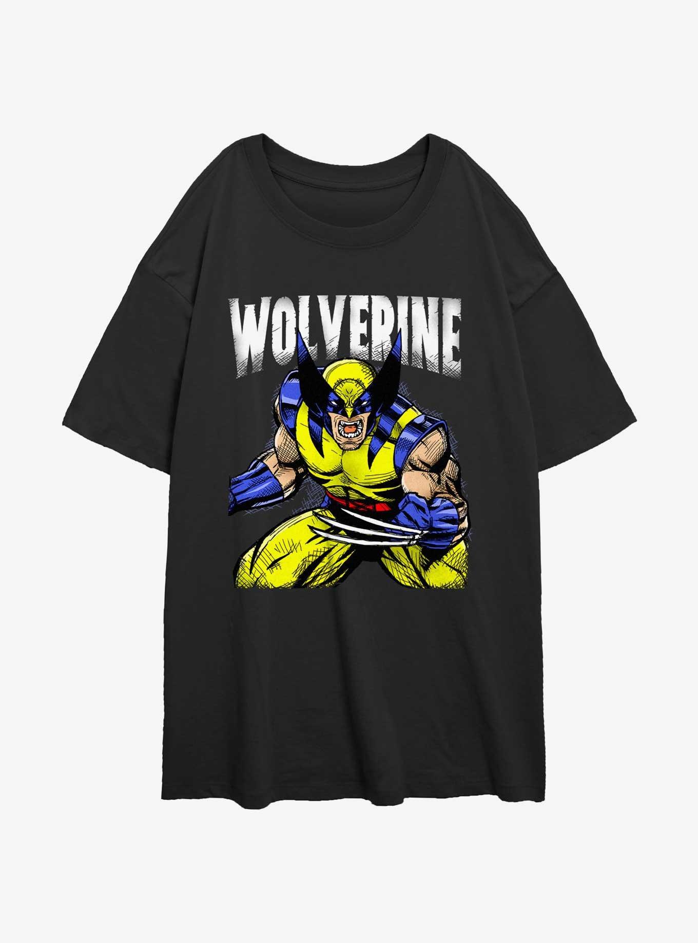 Wolverine Rage On Girls Oversized T-Shirt, BLACK, hi-res