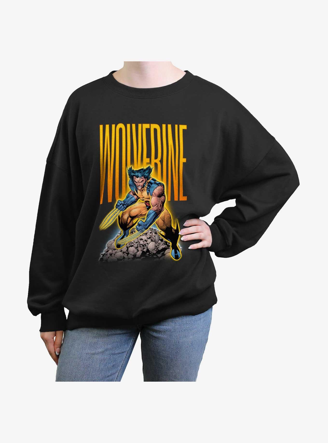 Wolverine Skull Pile Girls Oversized Sweatshirt, BLACK, hi-res