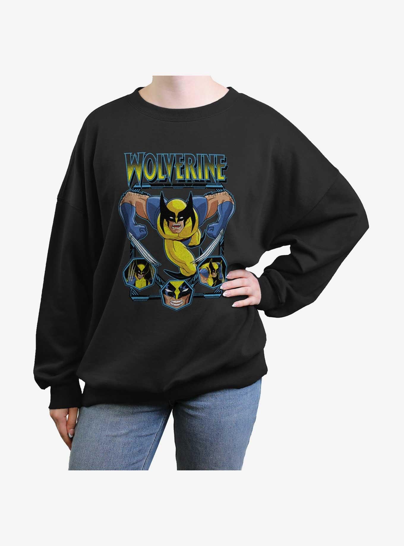 Wolverine Animated Attack Girls Oversized Sweatshirt, BLACK, hi-res