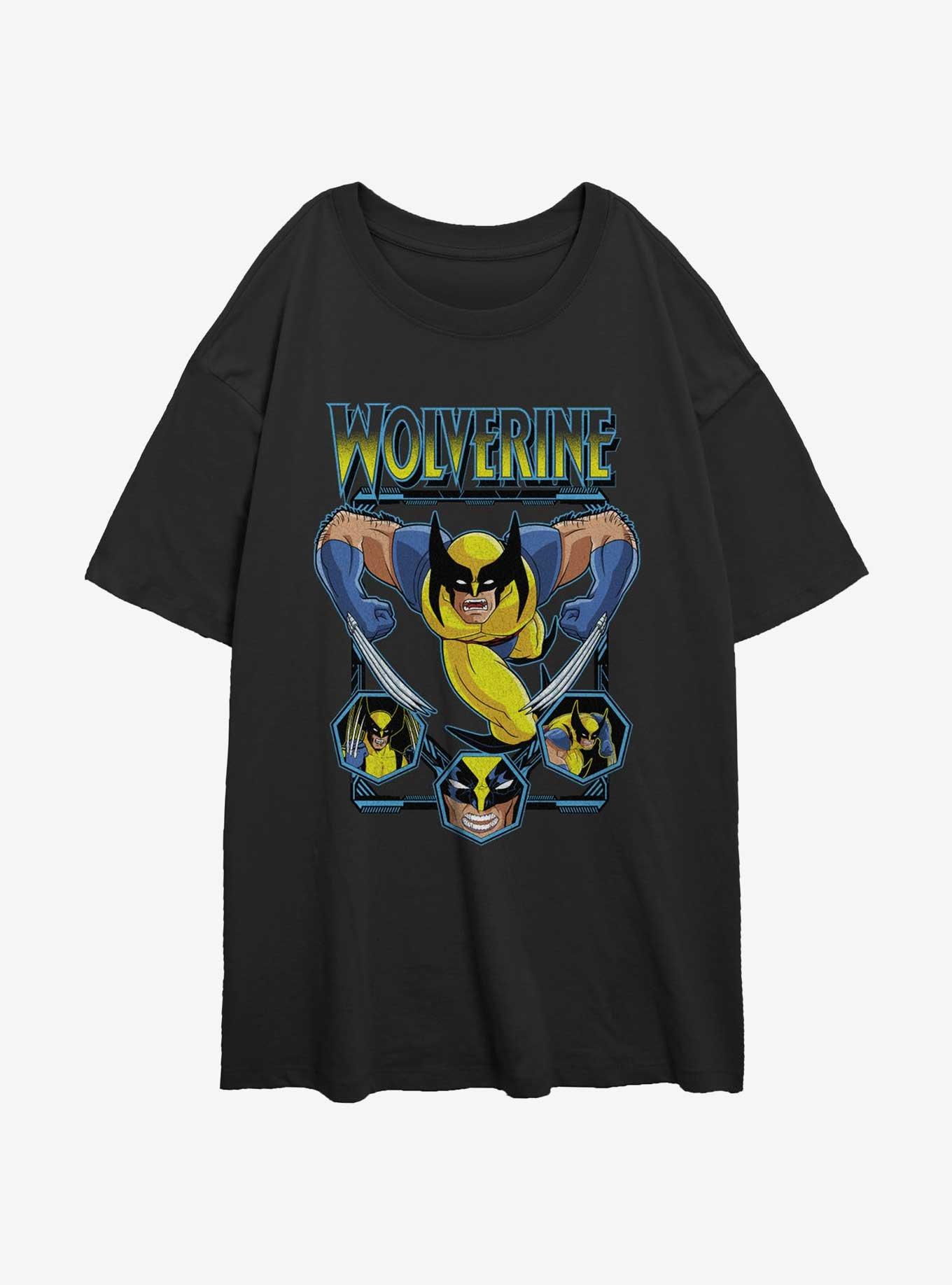 Wolverine Animated Attack Girls Oversized T-Shirt, BLACK, hi-res