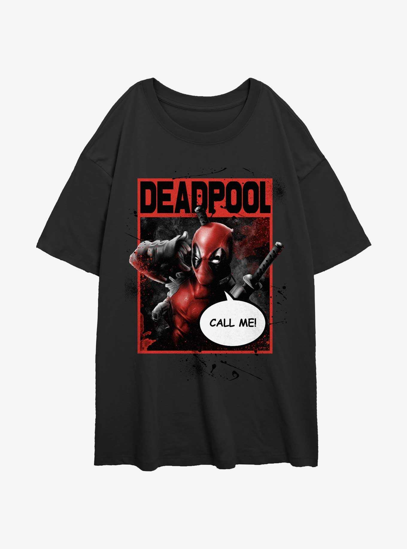 Marvel Deadpool Call Me Poster Girls Oversized T-Shirt, , hi-res