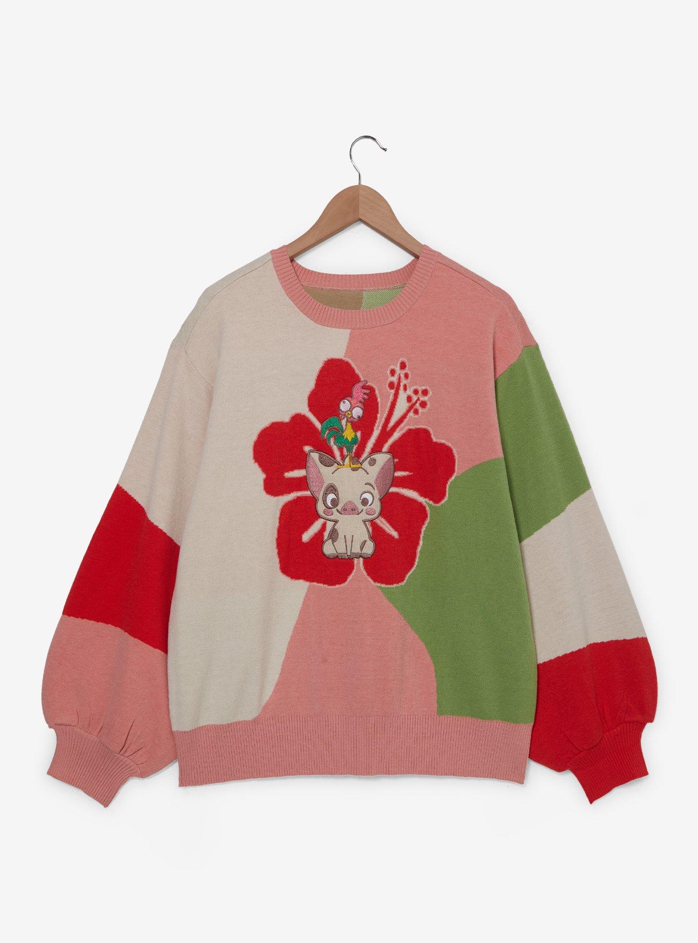 Disney Moana Pua & Hei Hei Hibiscus Plus Size Knit Sweater, MULTI, hi-res