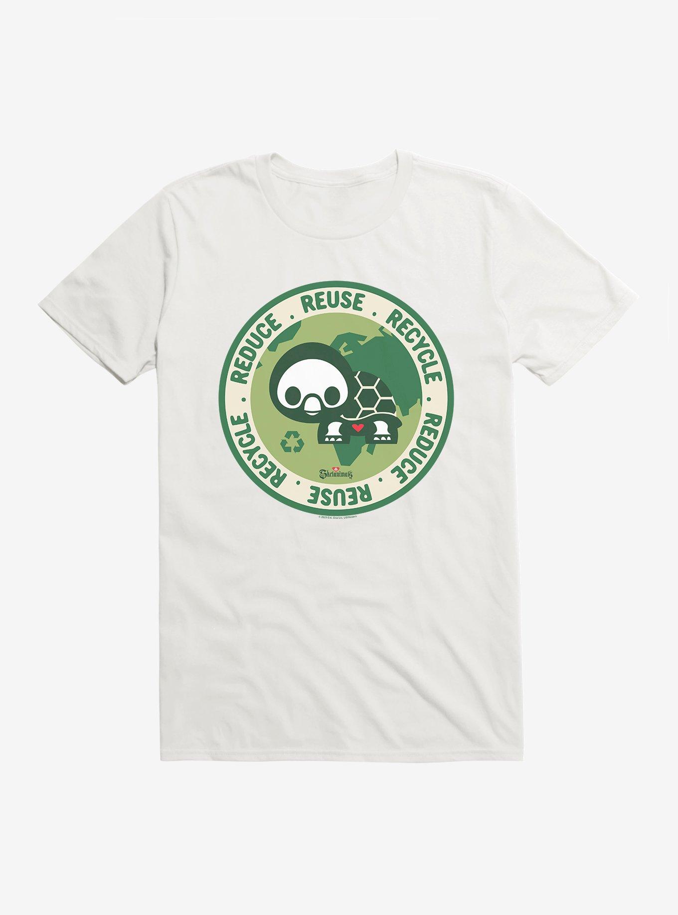 Skelanimals Pudge Reduce Reuse Recycle T-Shirt, WHITE, hi-res