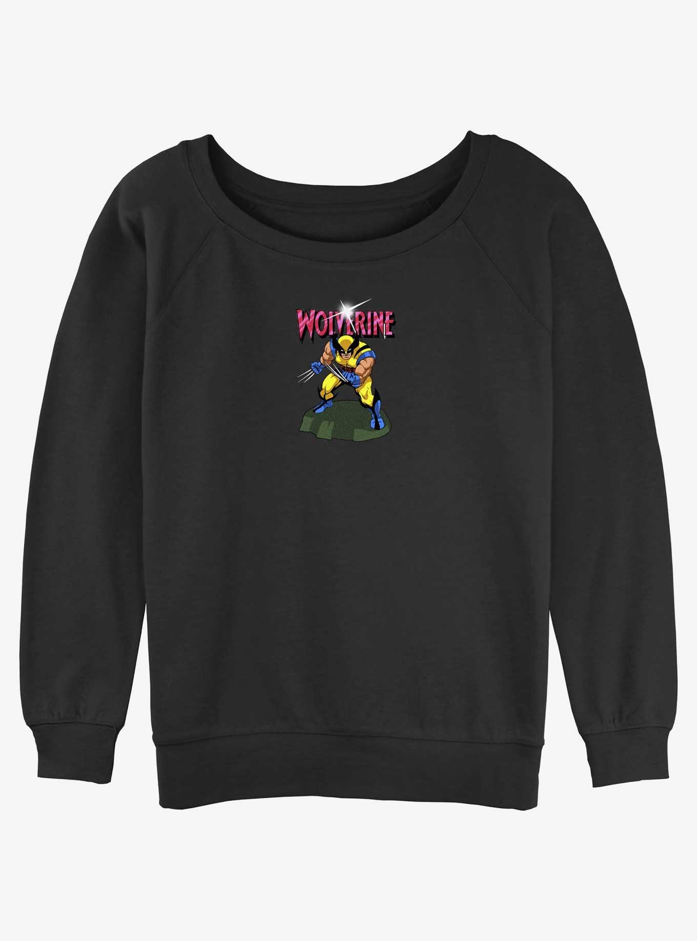 Wolverine Action Pose Girls Slouchy Sweatshirt, BLACK, hi-res