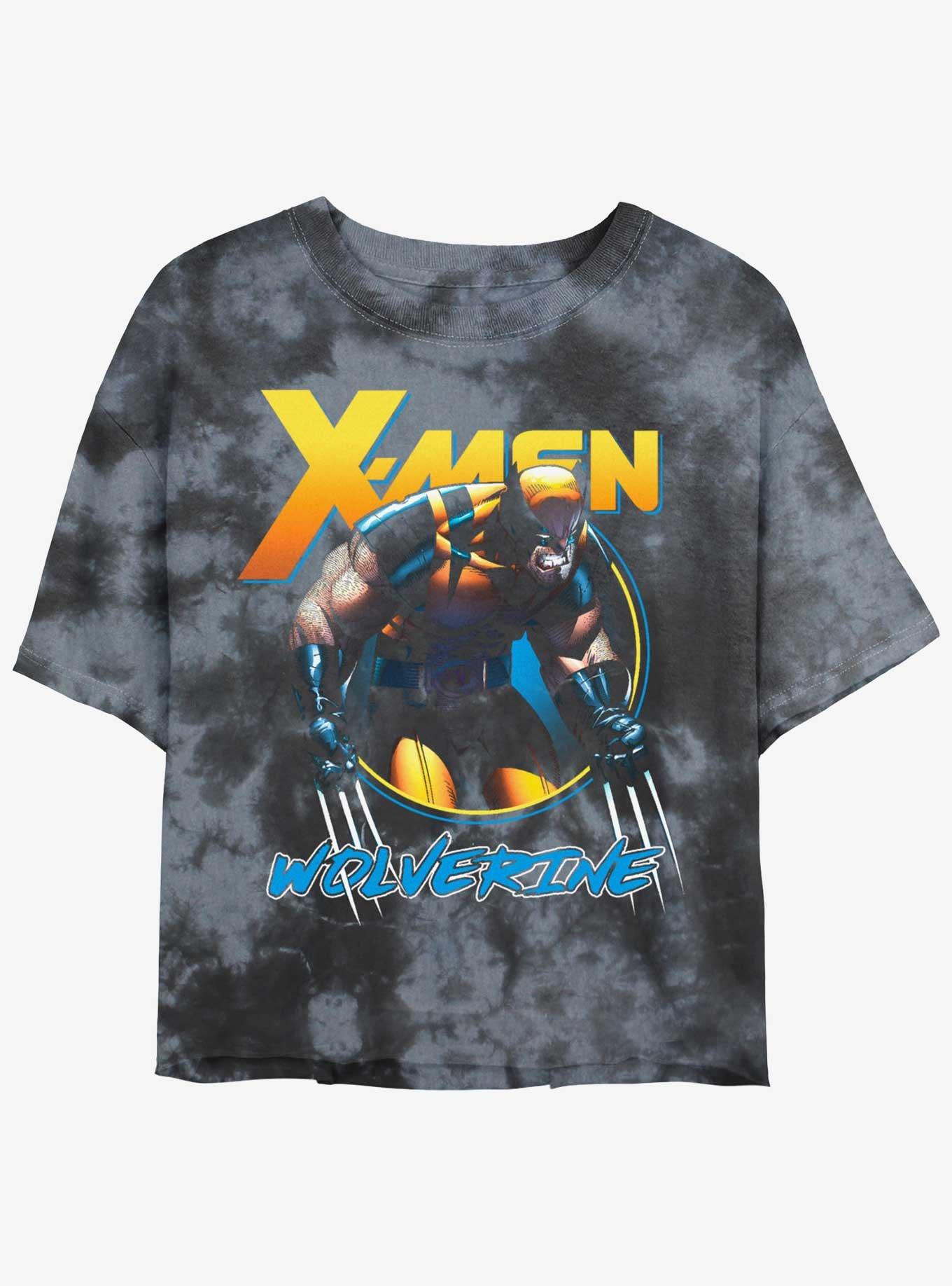 Wolverine Angry Logan Girls Tie-Dye Crop T-Shirt, BLKCHAR, hi-res
