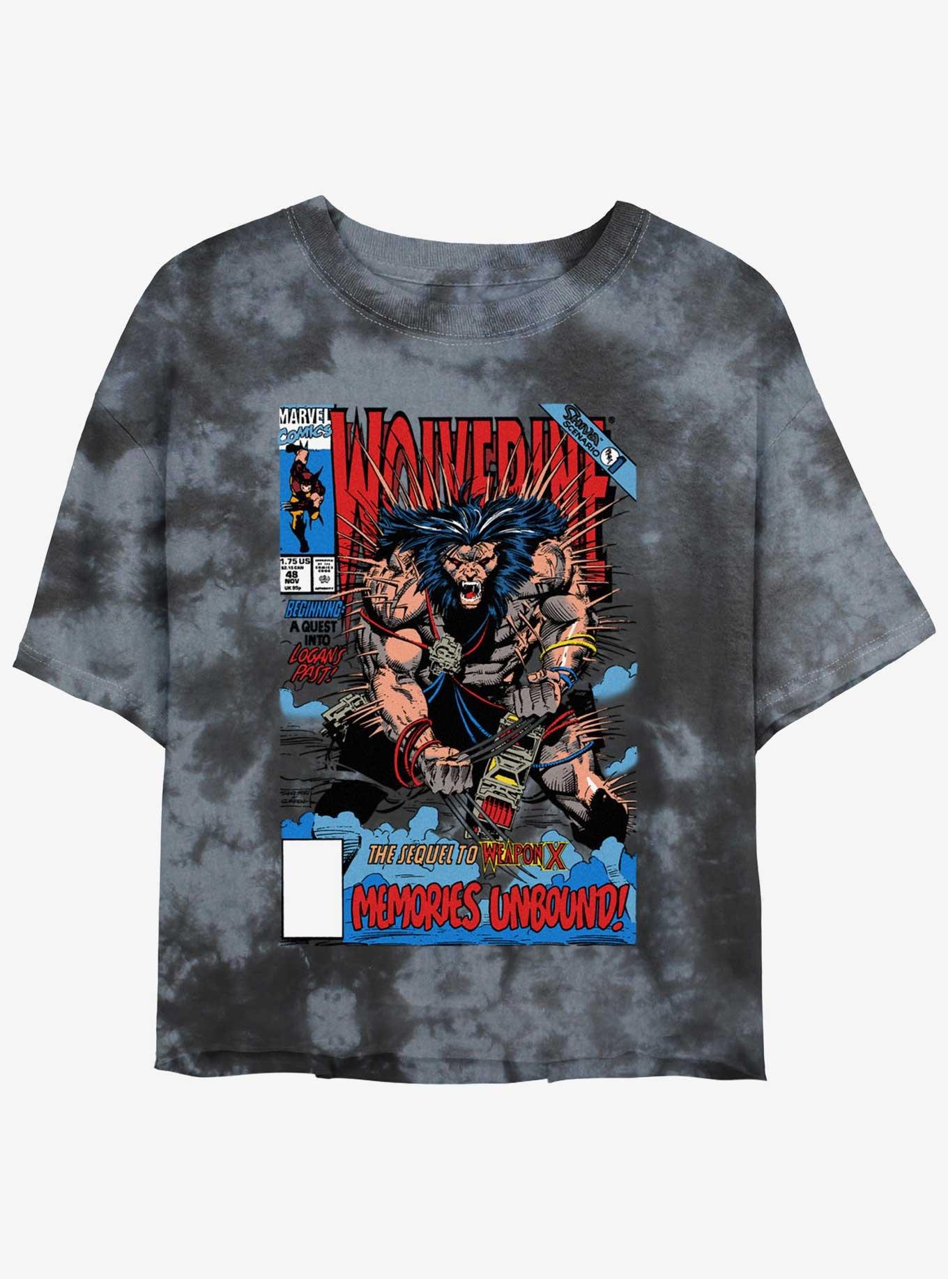 Wolverine Wolvey 48 Comic Cover Girls Tie-Dye Crop T-Shirt, BLKCHAR, hi-res