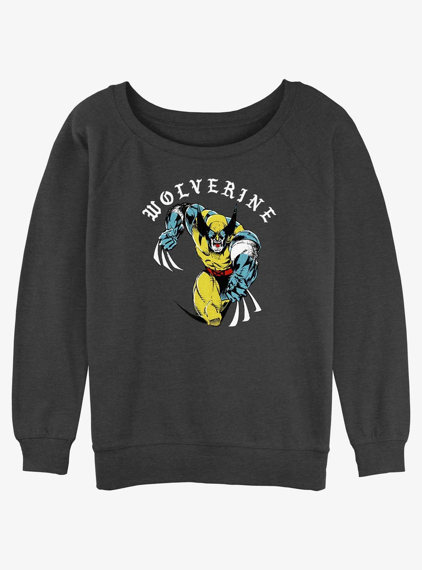 Wolverine Homeslice Girls Slouchy Sweatshirt, CHAR HTR, hi-res