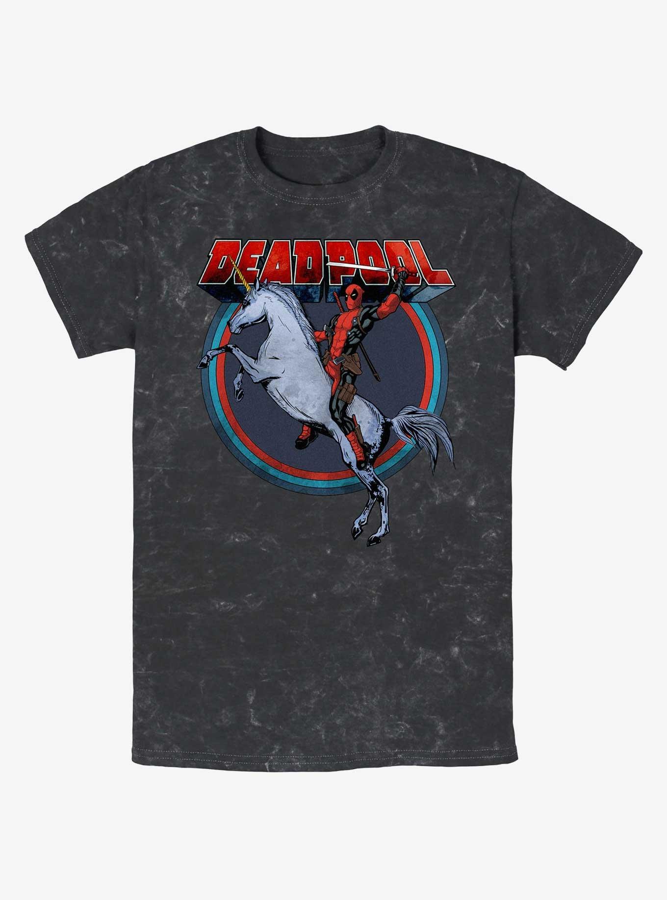 Marvel Deadpool Unicorns Forever Mineral Wash T-Shirt, BLACK, hi-res