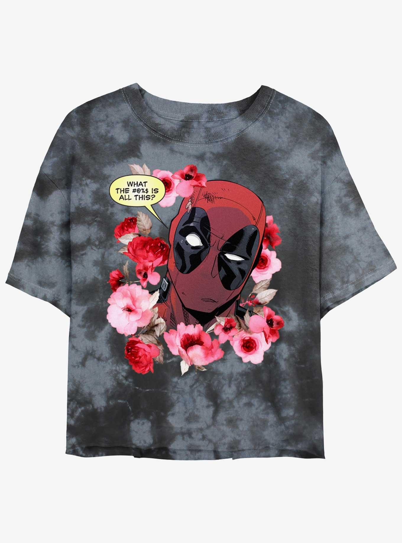 Marvel Deadpool What Is This Womens Tie-Dye Crop T-Shirt, BLKCHAR, hi-res