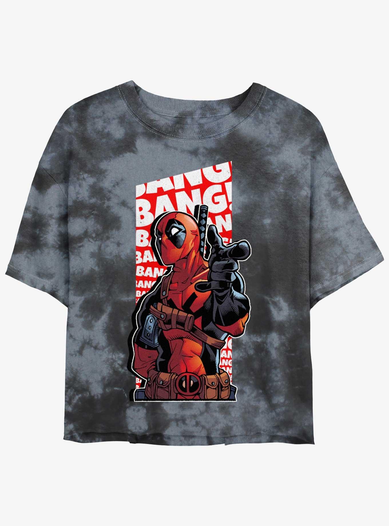 Marvel Deadpool Bang Bang Finger Gun Womens Tie-Dye Crop T-Shirt, , hi-res