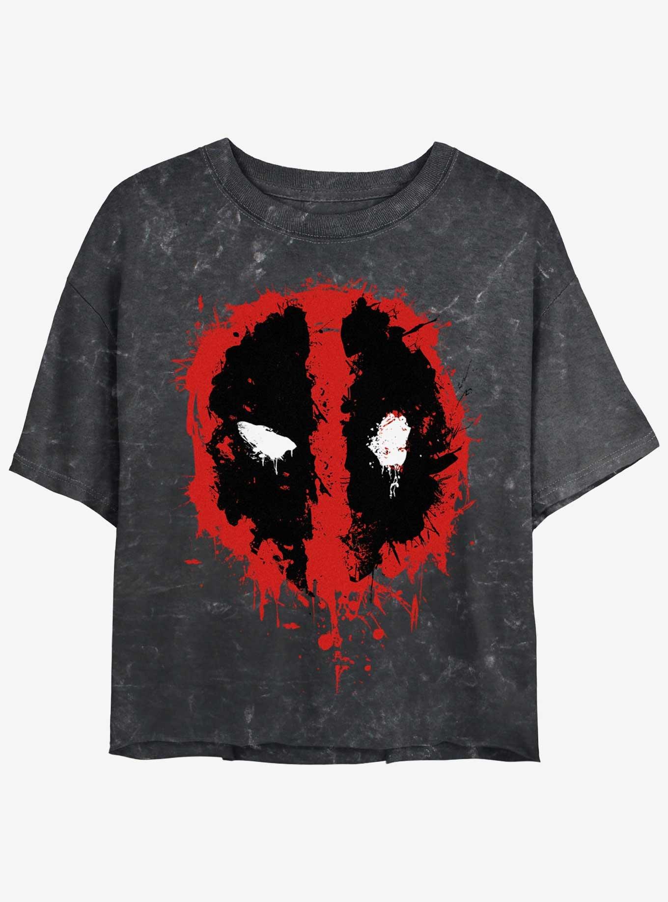 Marvel Deadpool Splatter Dead Eye Womens Mineral Wash Crop T-Shirt, , hi-res