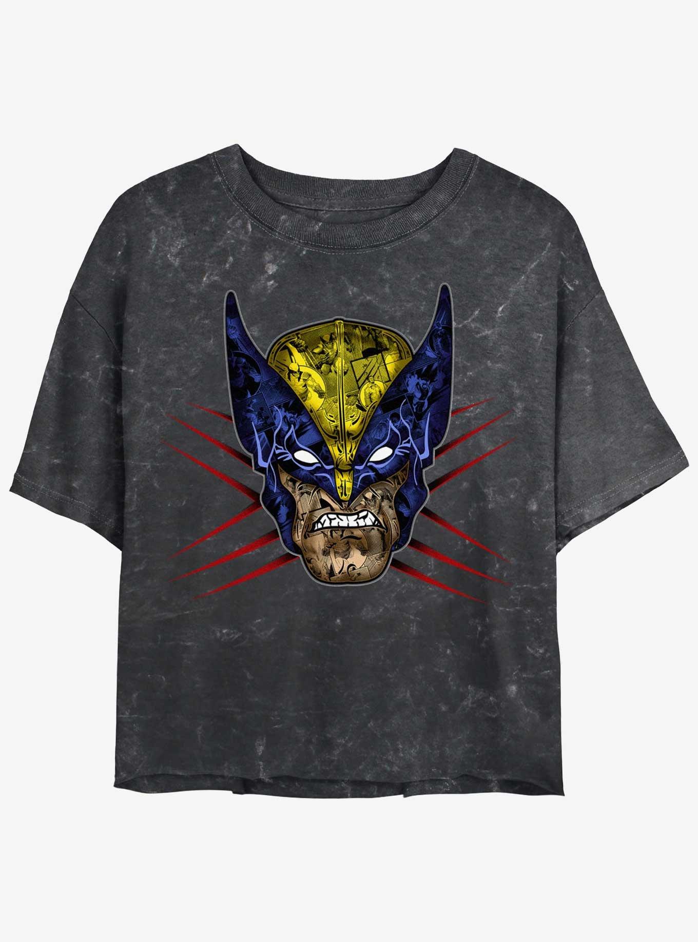 Wolverine Rage Face Womens Mineral Wash Crop T-Shirt, , hi-res
