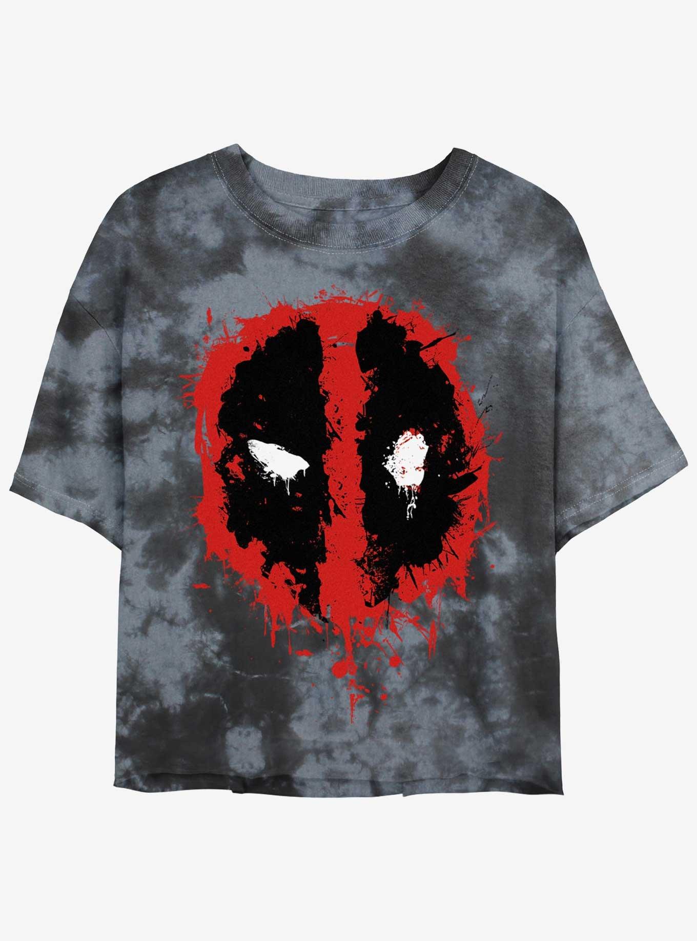 Marvel Deadpool Splatter Dead Eye Womens Tie-Dye Crop T-Shirt, , hi-res